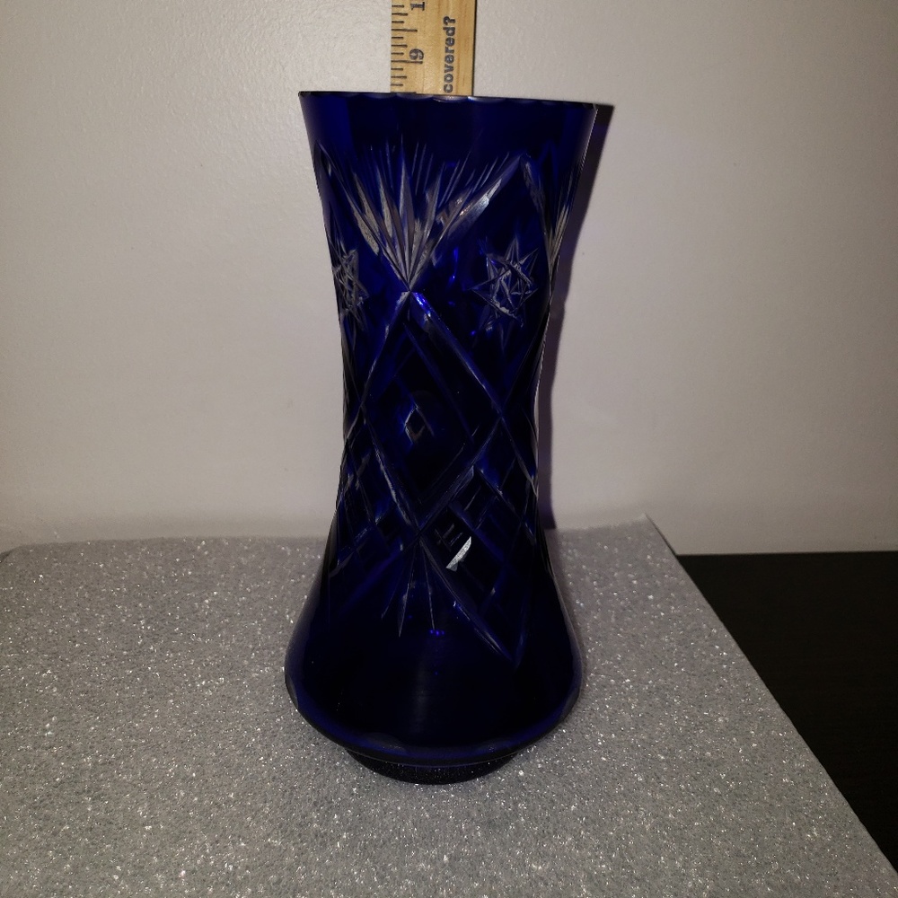 Vintage Bohemian Vase Cobalt Blue